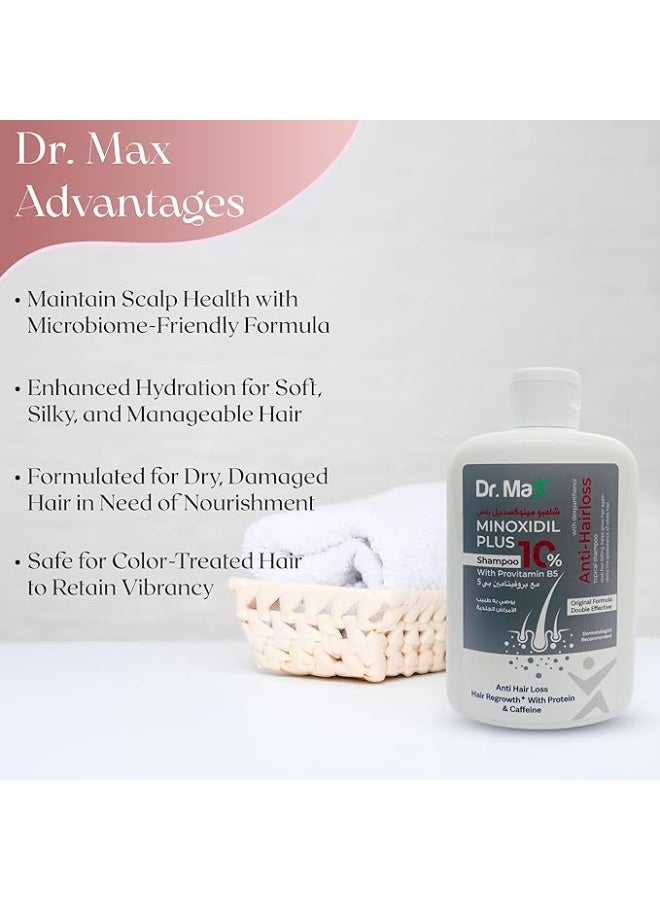 دكتور ماكس د. ماكس مينوكسيديل بلس 10% شامبو مضاد لتساقط الشعر بتركيبة مزدوجة الفعالية - عبوتان - Image 2